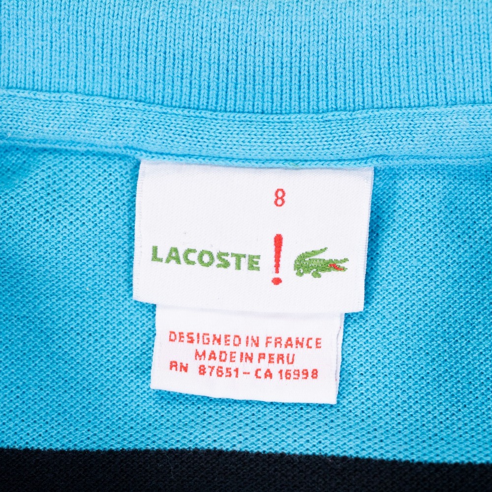 Lacoste Mens Blue Striped Short Sleeve Pique Polo Shirt Size 8 2XL 6191L - Picture 6 of 13